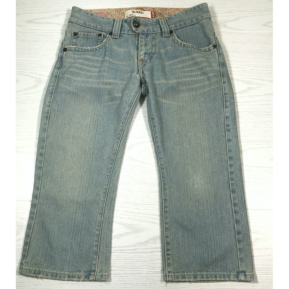 Vintage Levi's 504 Slouch Jeans Women 9 Blue Faded Crop Denim Cotton Blend Y2K